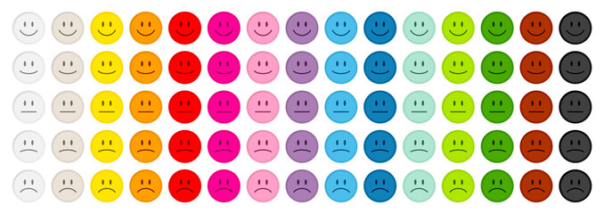 15 Bunte Gesichter Positiv/Negativ