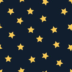 yellow star seamless pattern on black