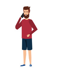 young man calling with smartphone