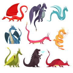 Dragons Monsters Cartoon Set © Macrovector