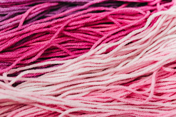 Pink Rainbow colored Yarn for knitting close up
