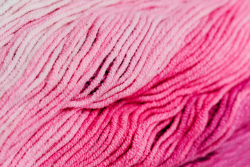 Pink Rainbow colored Yarn for knitting close up