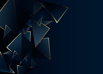 Abstract polygonal pattern luxury dark blue with gold background