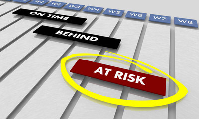 At Risk Projects Tasks Schedule Timeline Gantt Chart 3d Illustration