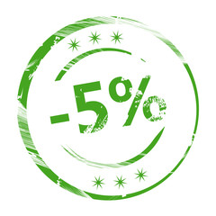 Discount 5% rubber stamp icon