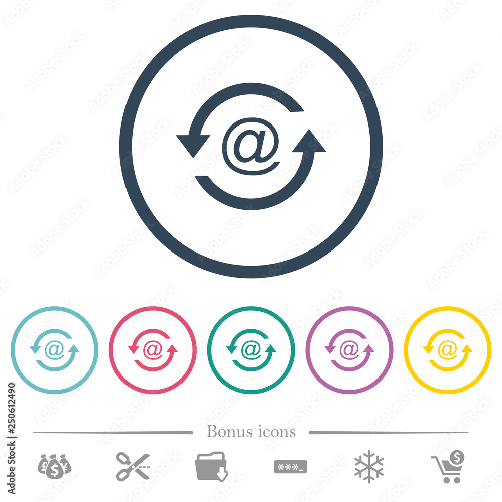 Poster reload emails flat color icons in round outlines