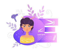 Hair salon Vector. Cartoon. Isolated art on white background.