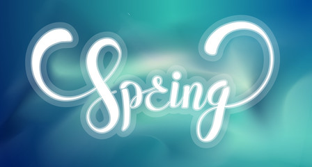 Spring background template with soft gradient colors backdrop and lettering.