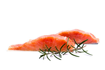 Salmon fish meat isolated on white