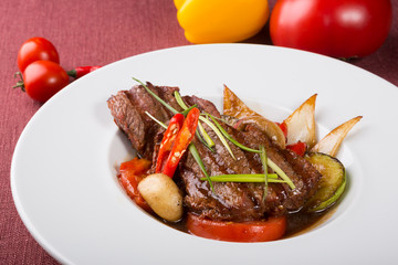 Grilled beef steak cooked asian style