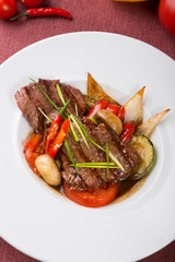 Grilled beef steak cooked asian style