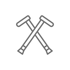 Crutches, walking sticks, crutch line icon.