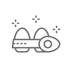 Eggs in cardboard box line icon.