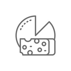 Cheese wheel with slice line icon.