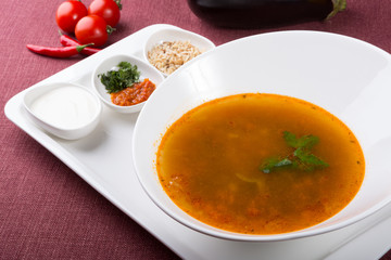 Kharcho soup served for lunch