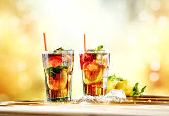 Fresh cold ice tea and summer time 