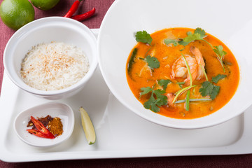 Thai tom yum shrimp soup