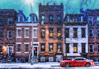 Snowing in Greenwich Village