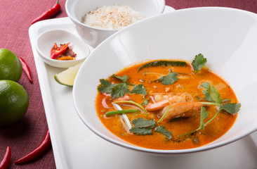 Thai tom yum shrimp soup