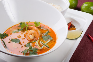 Thai tom yum shrimp soup