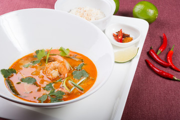 Thai tom yum shrimp soup