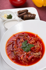 Russian beetroot red spicy soup