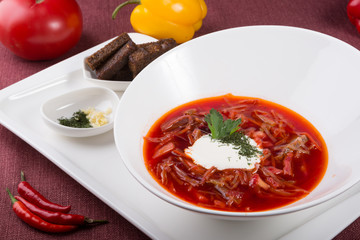 Russian beetroot red spicy soup