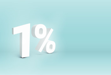 3D '1%' realistic sign, vector illustration