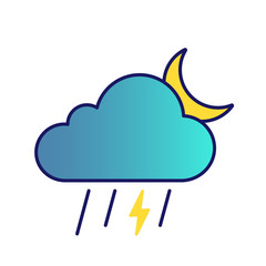 Night thunderstorm color icon
