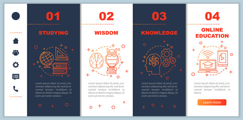 Gaining knowledge onboarding mobile web pages vector template