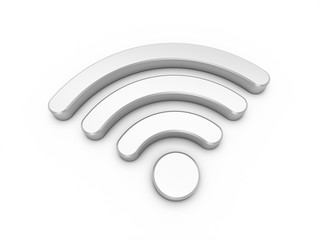 3D Rendering Metal Wifi Wireless Network Symbol isolated on white background