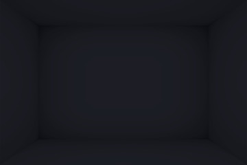 Empty black room. The inner space of the dark box. Vector design illustration. Mock up for you business project