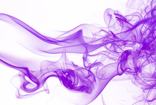 Movement of smoke, purple smoke abstract on white background