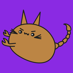 Bunny zodiac sign Scorpio in cartoon style.