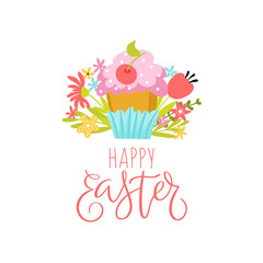 Easter card with lettering and cake