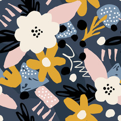 Seamless background with abstract flowers