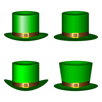 Set of green St. Patrick s Day hats hats