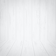 Empty white wooden room space for background. Vector.