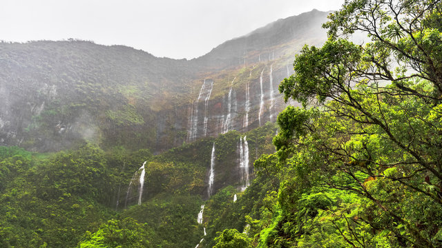 Wall of Waterfalls in Tahiti
