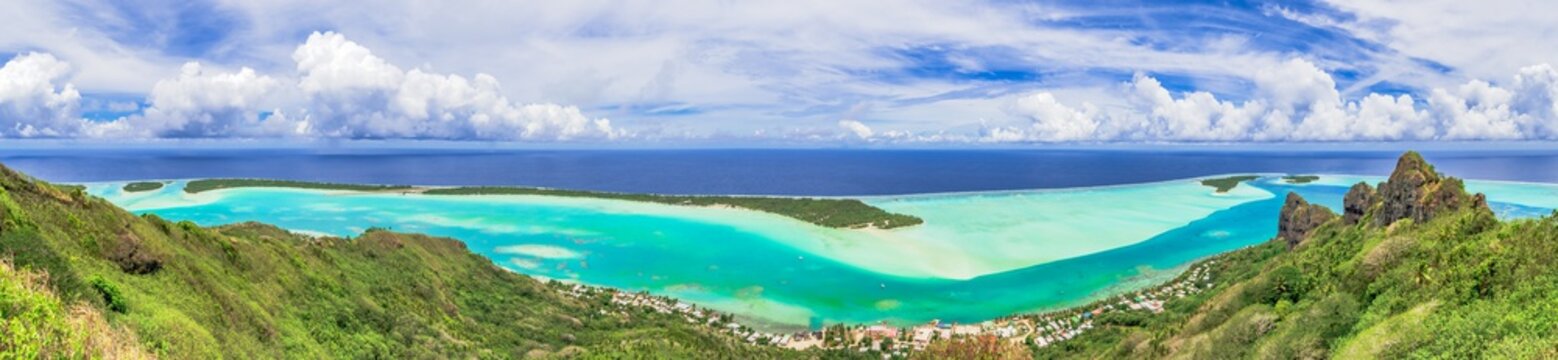 Panorama vom Gipfel Maupiti, Franz&ouml;sisch-Polynesien