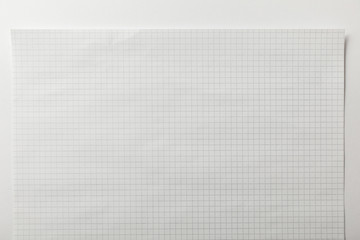 top view of blank squared page on white background