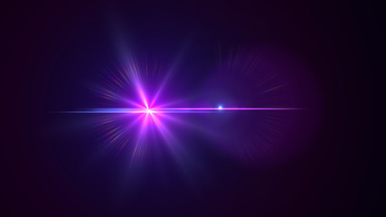 Fototapeta na wymiar bright violet lensflare