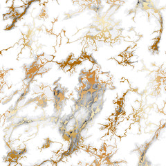 Seamless gray marble pattern with gold veins. Luxury stone texture on white background