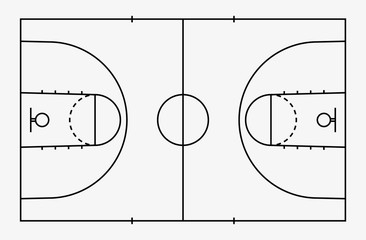Basketball court floor with line for background. Basketball field. Vector.