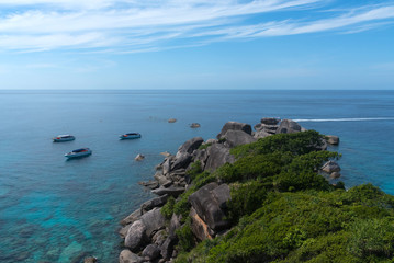 Landscape view of Similan Island and Phuket Island, tropical island in Thailand. Very beautiful and paradise beach and sea.