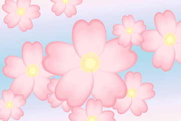 Fototapeta na wymiar Cherry blossoms in full bloom Background material. 桜舞う背景素材