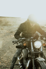 Man with motorcycles on the off road