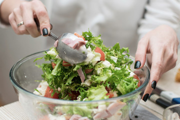 Stirring Fresh Vegetable Salad