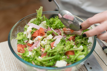 Stirring Fresh Vegetable Salad