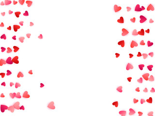 Red flying hearts bright love passion vector background.